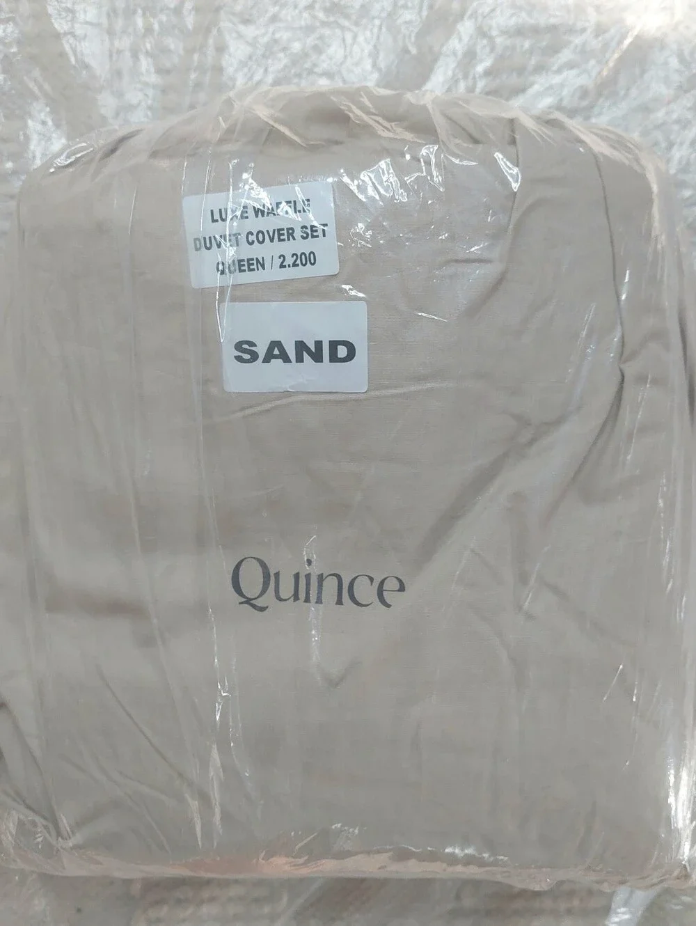NWOT! Quince 100% Organic Cotton Waffle Sand Duvet & 2 Shams! Full/ Queen (664)